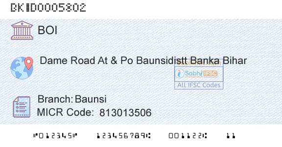 Bank Of India BaunsiBranch 