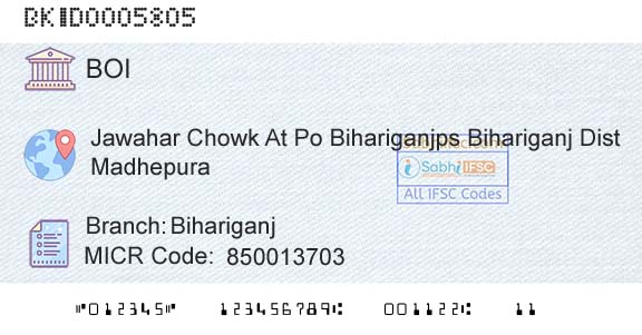Bank Of India BihariganjBranch 