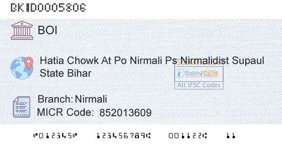 Bank Of India NirmaliBranch 