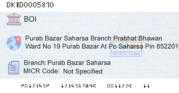 Bank Of India Purab Bazar SaharsaBranch 