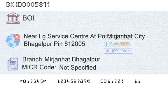 Bank Of India Mirjanhat BhagalpurBranch 