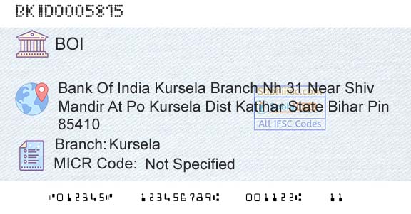 Bank Of India KurselaBranch 