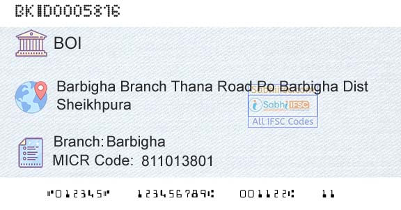 Bank Of India BarbighaBranch 