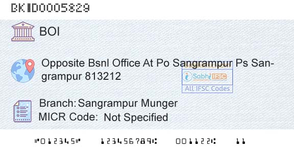 Bank Of India Sangrampur MungerBranch 