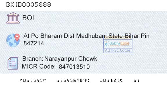Bank Of India Narayanpur ChowkBranch 
