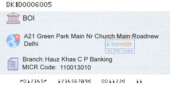 Bank Of India Hauz Khas C P BankingBranch 