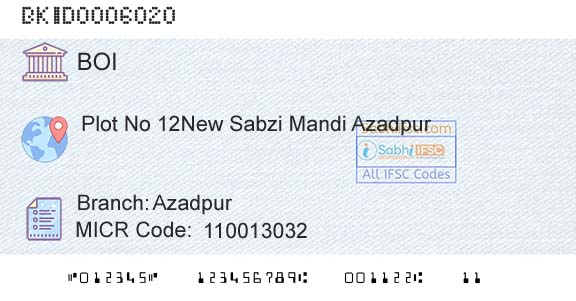 Bank Of India AzadpurBranch 