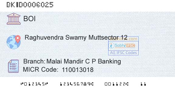 Bank Of India Malai Mandir C P BankingBranch 