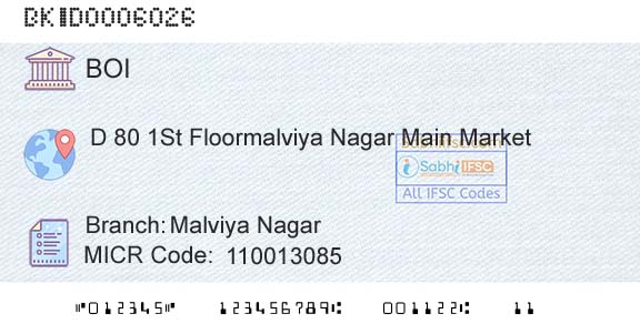 Bank Of India Malviya NagarBranch 