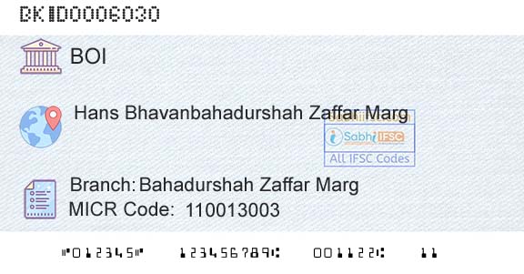 Bank Of India Bahadurshah Zaffar MargBranch 