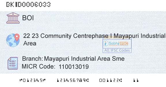 Bank Of India Mayapuri Industrial Area SmeBranch 