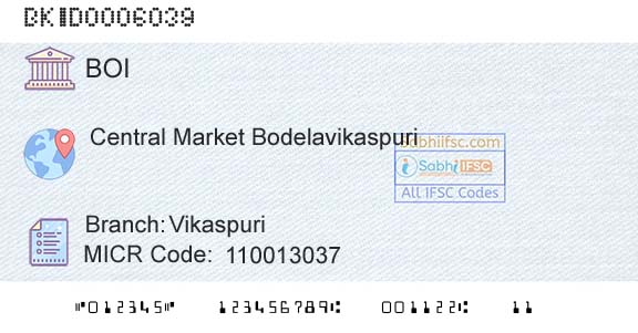Bank Of India VikaspuriBranch 