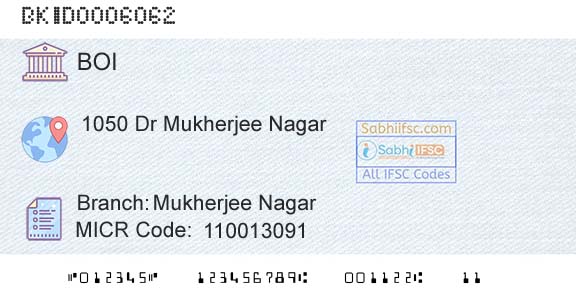 Bank Of India Mukherjee NagarBranch 