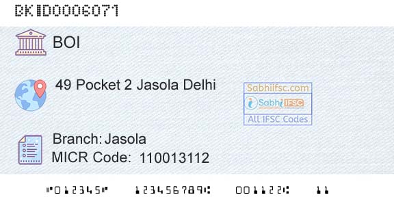 Bank Of India JasolaBranch 