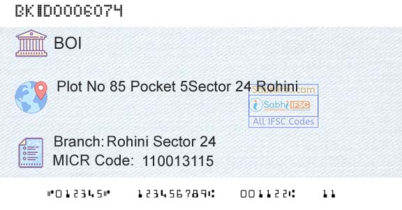Bank Of India Rohini Sector 24 Branch 