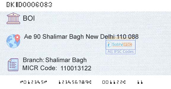 Bank Of India Shalimar BaghBranch 