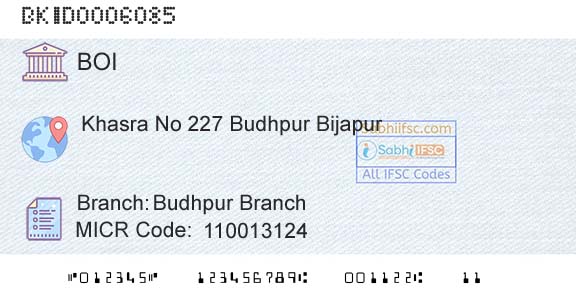 Bank Of India Budhpur BranchBranch 