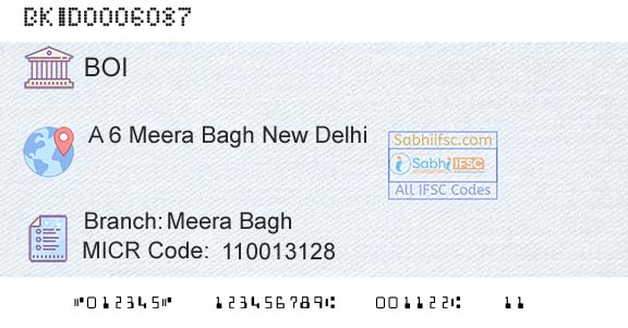 Bank Of India Meera BaghBranch 