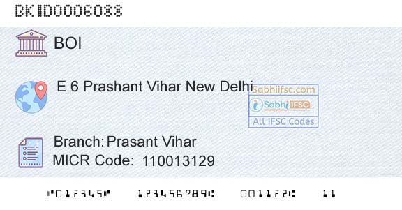 Bank Of India Prasant ViharBranch 