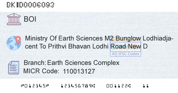 Bank Of India Earth Sciences ComplexBranch 