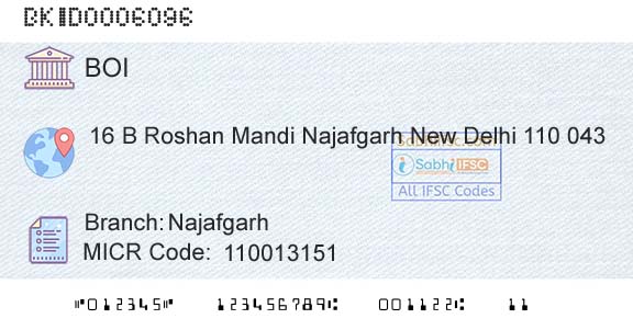 Bank Of India NajafgarhBranch 