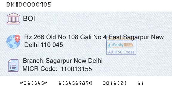 Bank Of India Sagarpur New DelhiBranch 