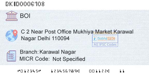 Bank Of India Karawal NagarBranch 