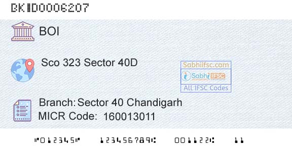 Bank Of India Sector 40 ChandigarhBranch 