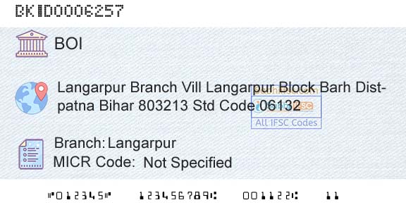 Bank Of India LangarpurBranch 