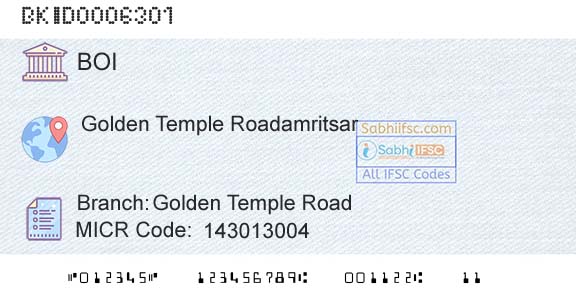 Bank Of India Golden Temple RoadBranch 