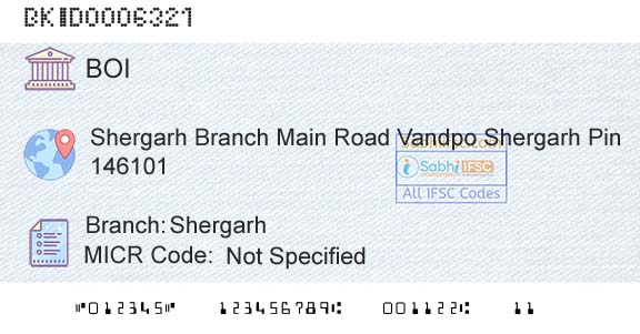 Bank Of India ShergarhBranch 