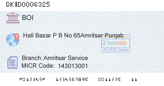 Bank Of India Amritsar ServiceBranch 