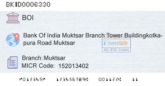 Bank Of India MuktsarBranch 