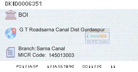 Bank Of India Sarna CanalBranch 