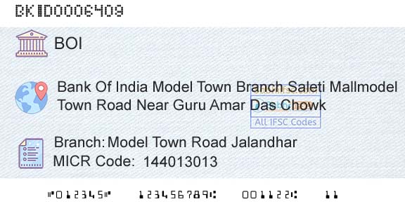 Bank Of India Model Town Road Jalandhar Branch 