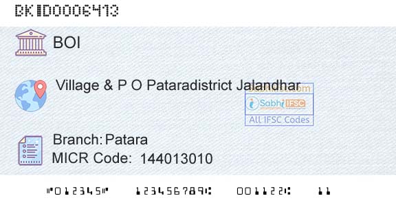 Bank Of India PataraBranch 