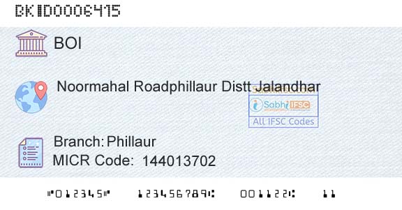 Bank Of India PhillaurBranch 
