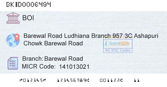Bank Of India Barewal RoadBranch 