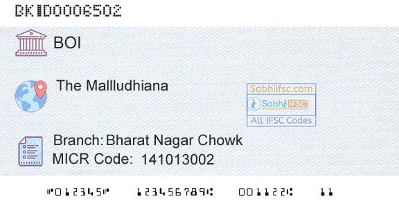 Bank Of India Bharat Nagar ChowkBranch 