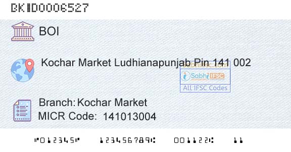 Bank Of India Kochar MarketBranch 