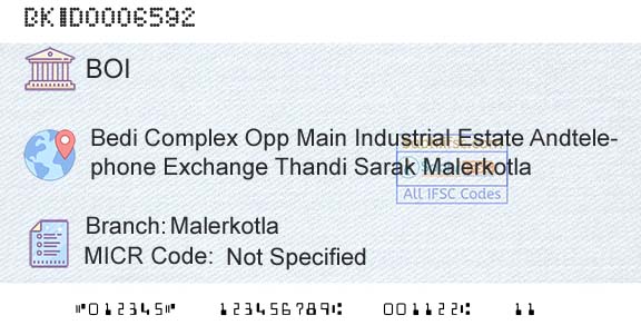 Bank Of India MalerkotlaBranch 