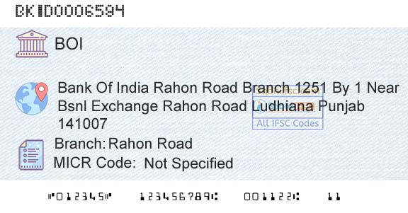 Bank Of India Rahon RoadBranch 