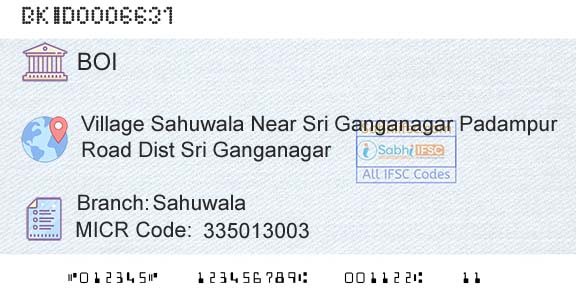 Bank Of India SahuwalaBranch 