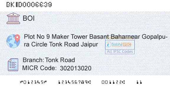 Bank Of India Tonk RoadBranch 