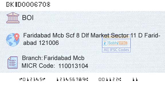 Bank Of India Faridabad McbBranch 