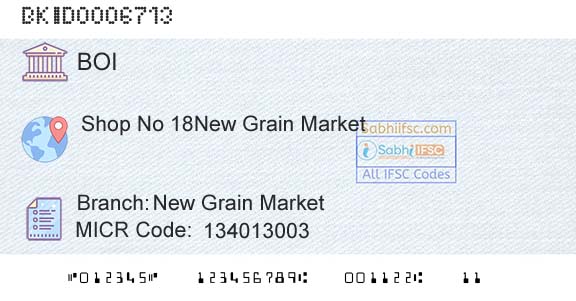 Bank Of India New Grain MarketBranch 