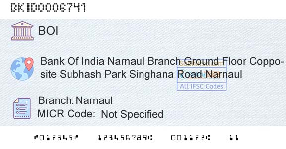 Bank Of India NarnaulBranch 