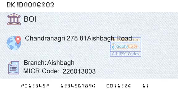 Bank Of India AishbaghBranch 