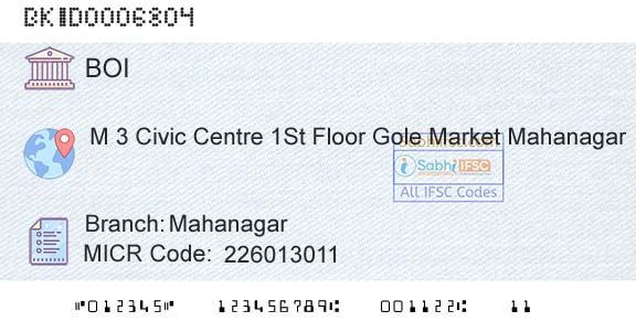Bank Of India MahanagarBranch 