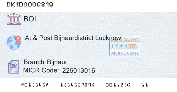 Bank Of India BijnaurBranch 